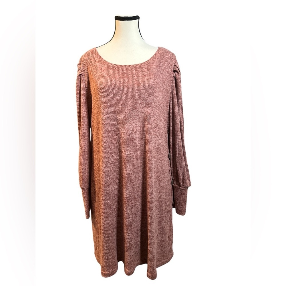 Chic Long Sleeve Knit Dress in Rose